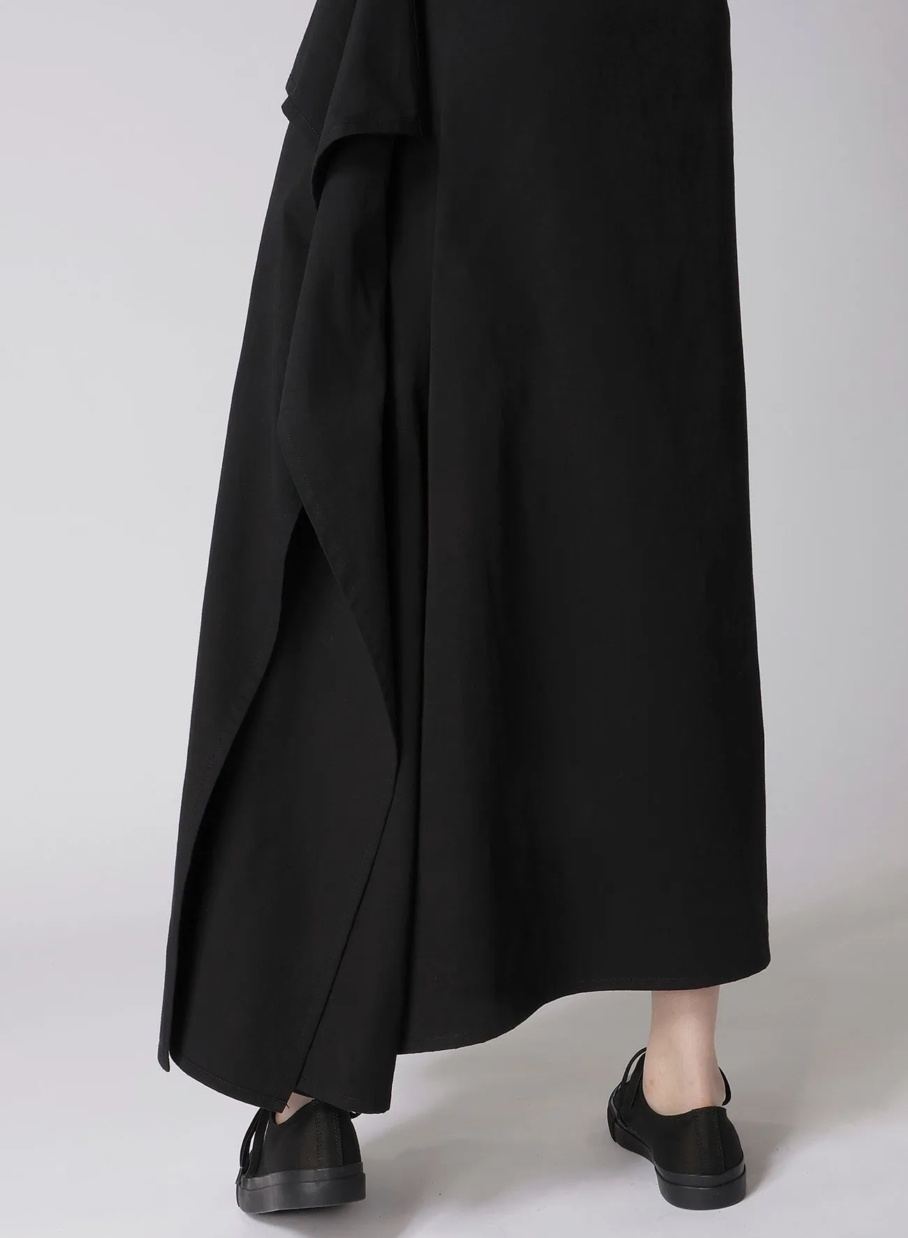 30/-COTTON TWILL DRAPE DETAIL SKIRT PANTS