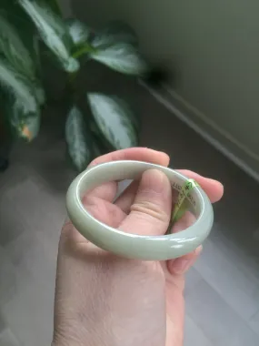 49.5mm Type A 100% Natural icy light green oval Jadeite Jade bangle L109