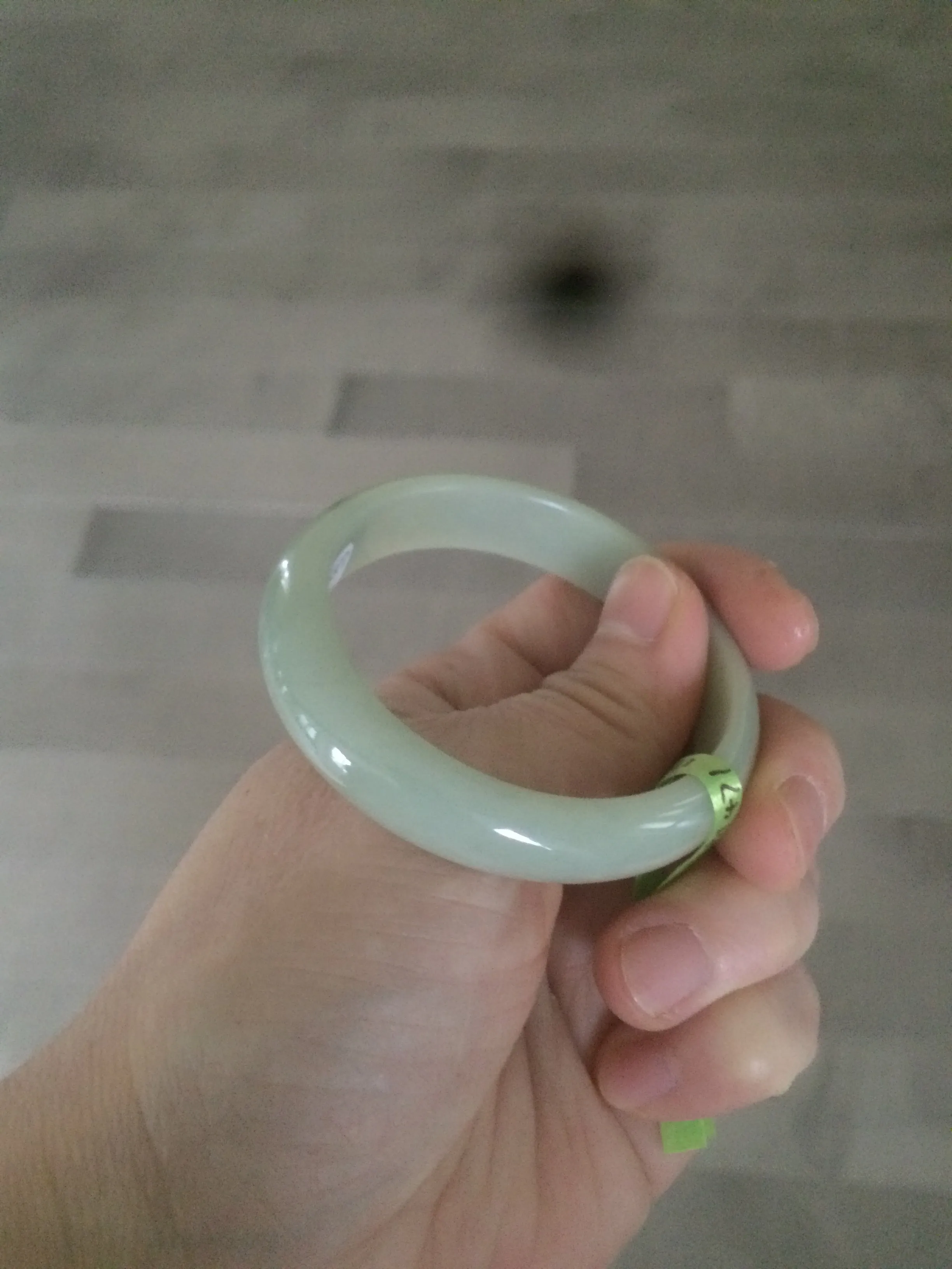 49.5mm Type A 100% Natural icy light green oval Jadeite Jade bangle L109