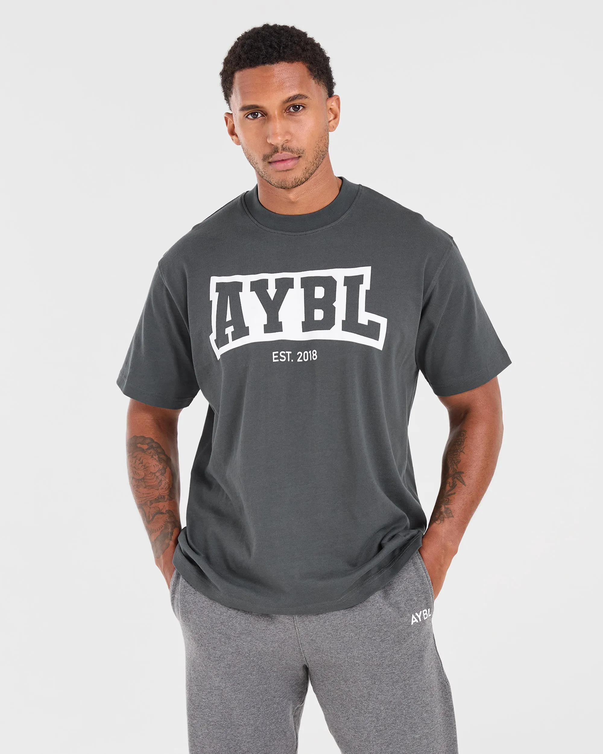 Academy Oversized T Shirt - Charcoal