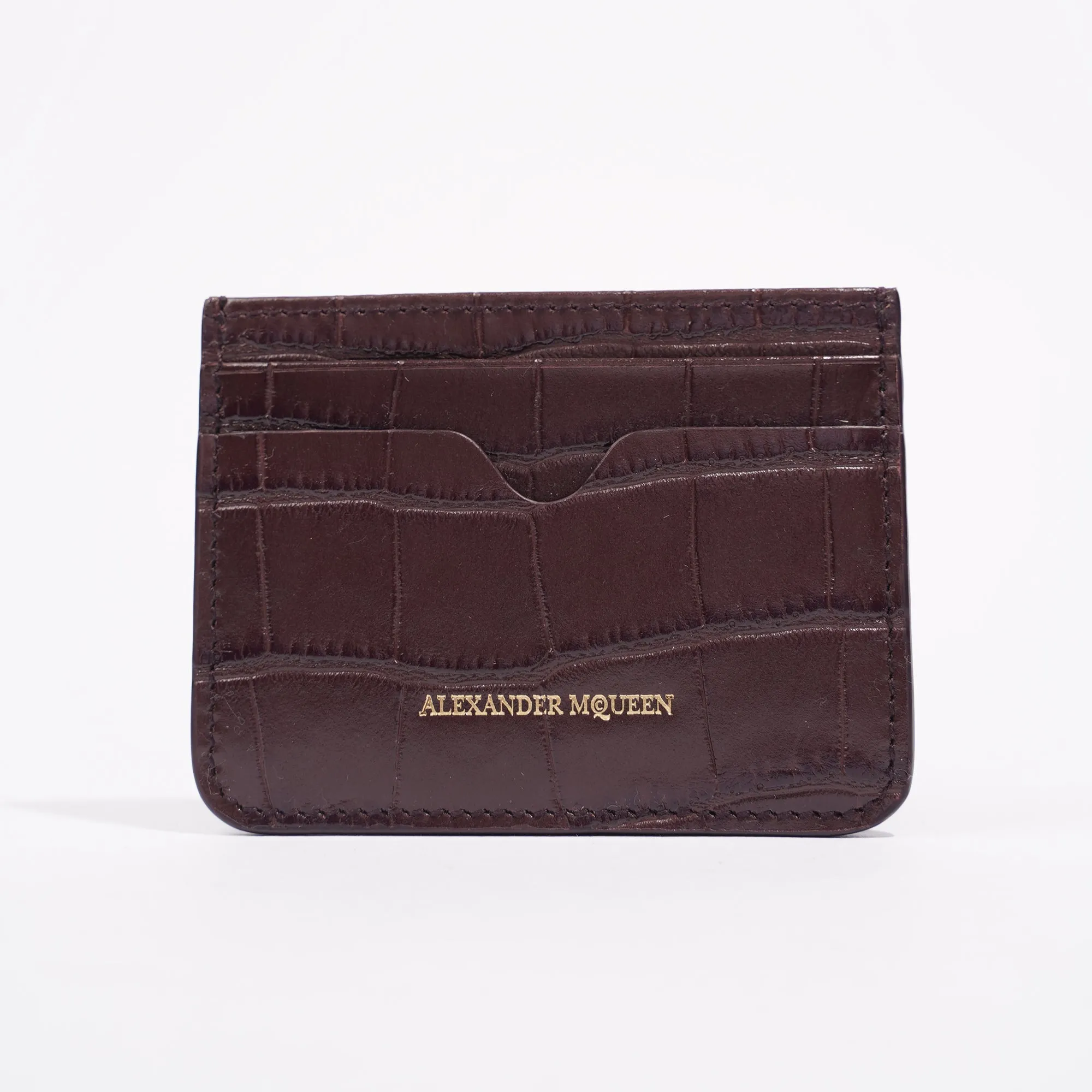 Alexander McQueen Womens Card Holder Burgundy Croc