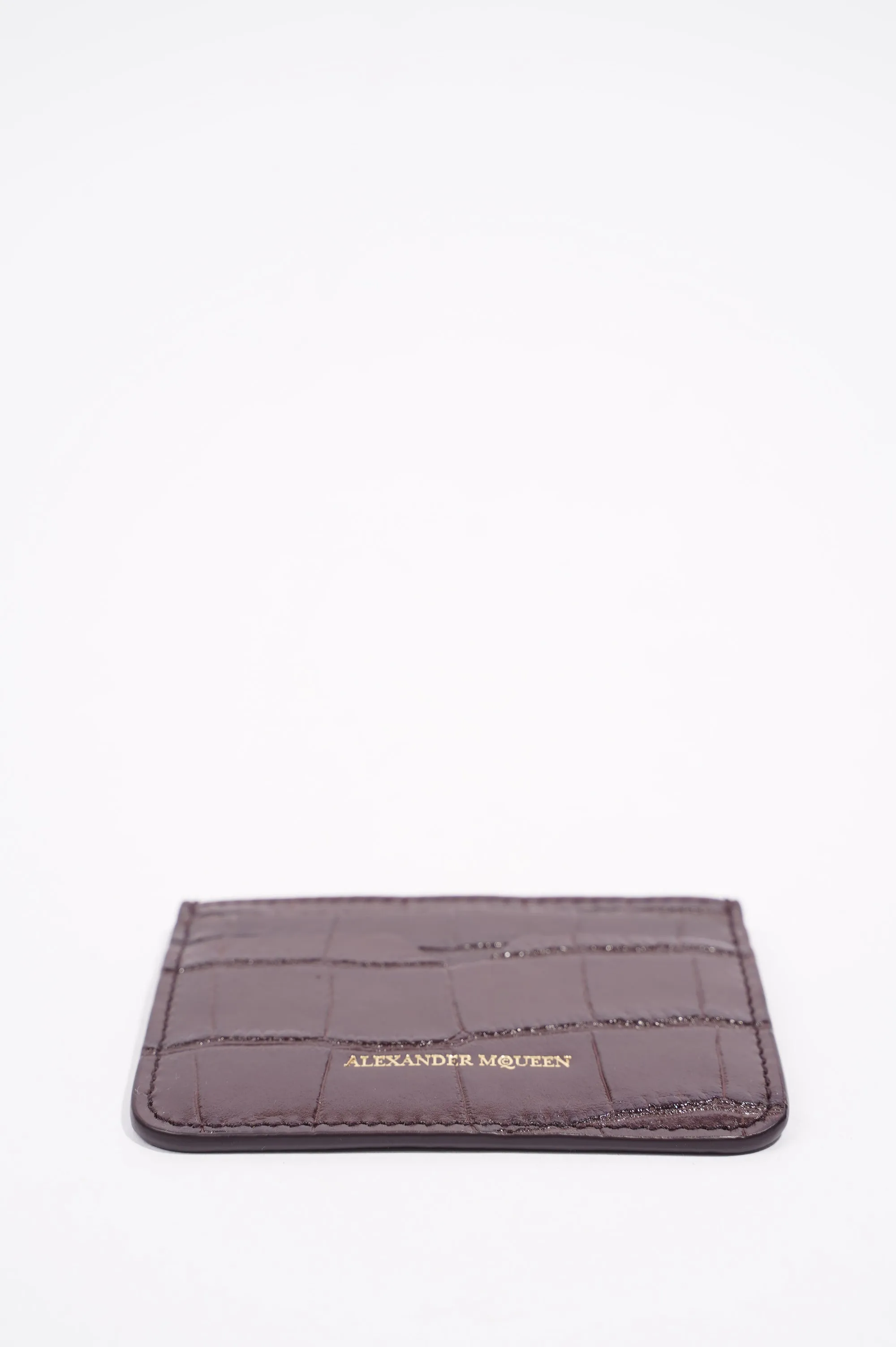 Alexander McQueen Womens Card Holder Burgundy Croc