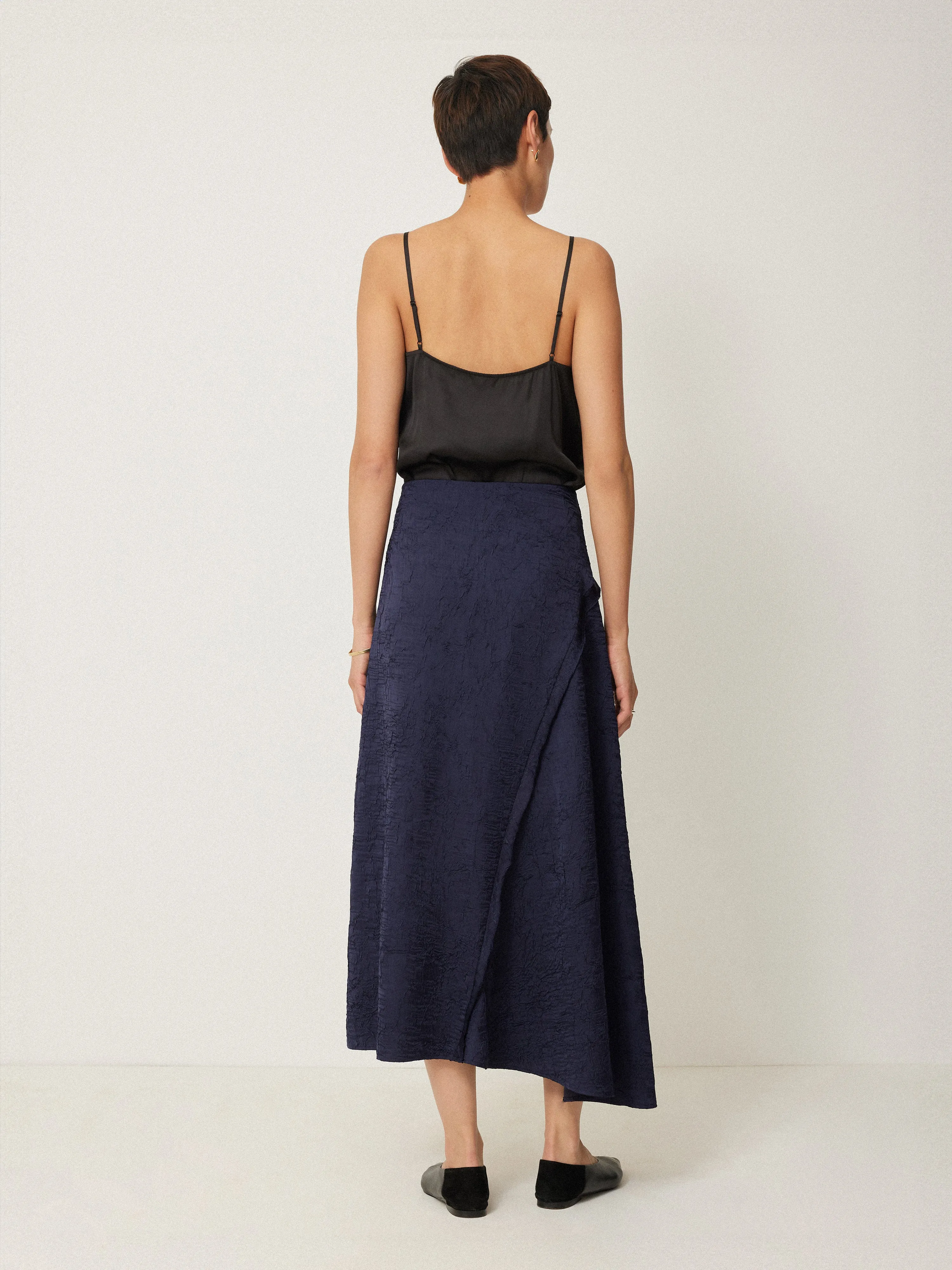 Asymmetric Textured Skirt | Navy