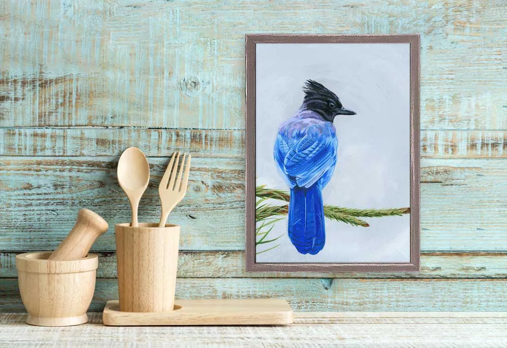 Avian Spotlight - Scrub Jay Mini Framed Canvas