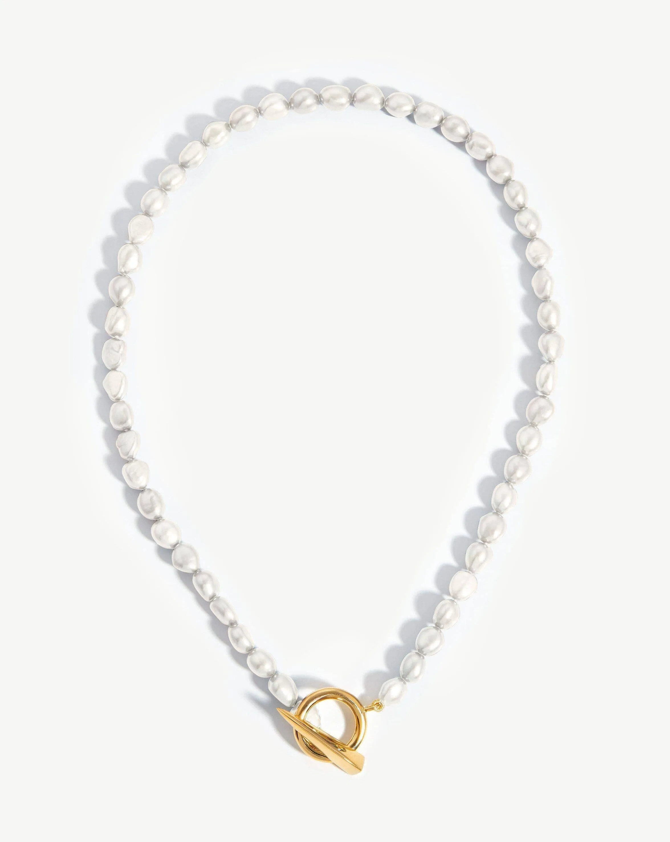 Baroque Pearl Claw T-Bar Necklace | 18k Gold Vermeil/Pearl