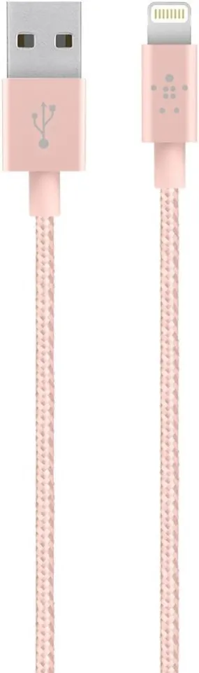 Belkin 1.2M Braided Metallic USB A to Lightning Cable Pink - F8J144bt04-C00