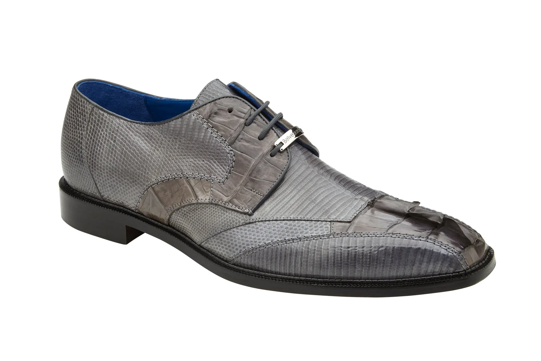 Belvedere - Valter, Genuine Caiman Crocodile and Lizard Dress Shoe - Gray - 1480