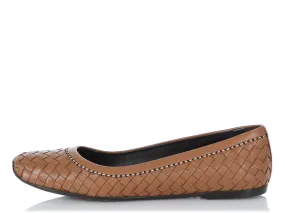 Bottega Veneta Brown Intrecciato Leather Flats