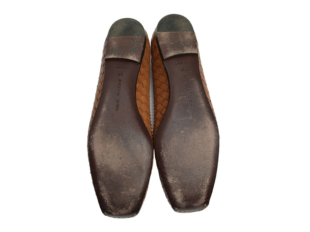 Bottega Veneta Brown Intrecciato Leather Flats