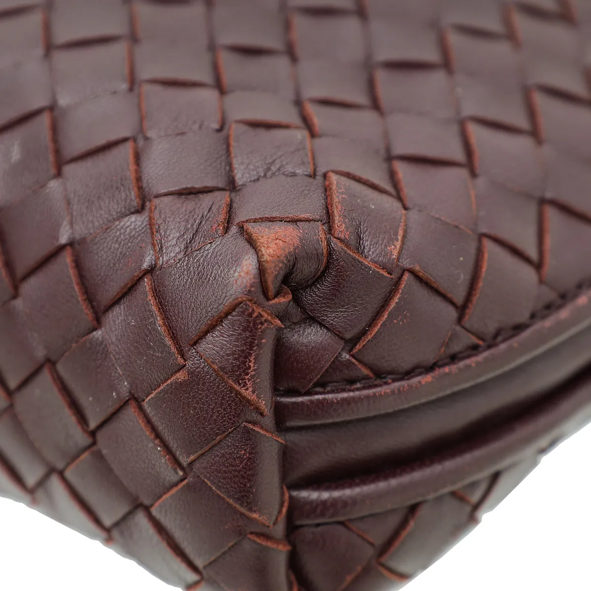 Bottega Veneta Burgundy Intrecciato Nappa Nodini Crossbody Bag