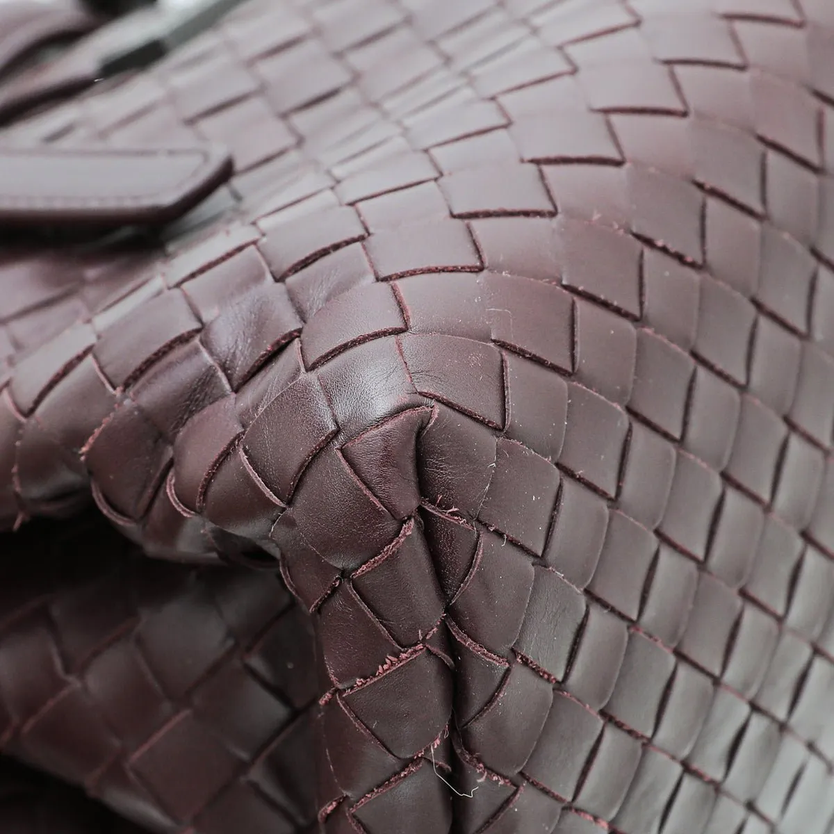 Bottega Veneta Burgundy Intrecciato Roma Tote Small Bag