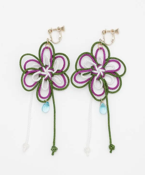 Braid Flower Clip Earrings