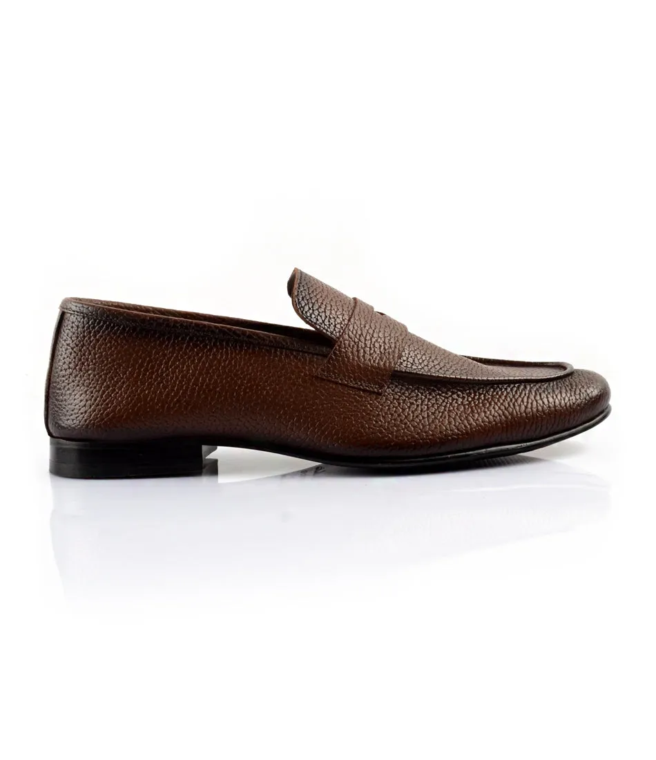 Brown Milled Penny Loafers - Ultra-Flex