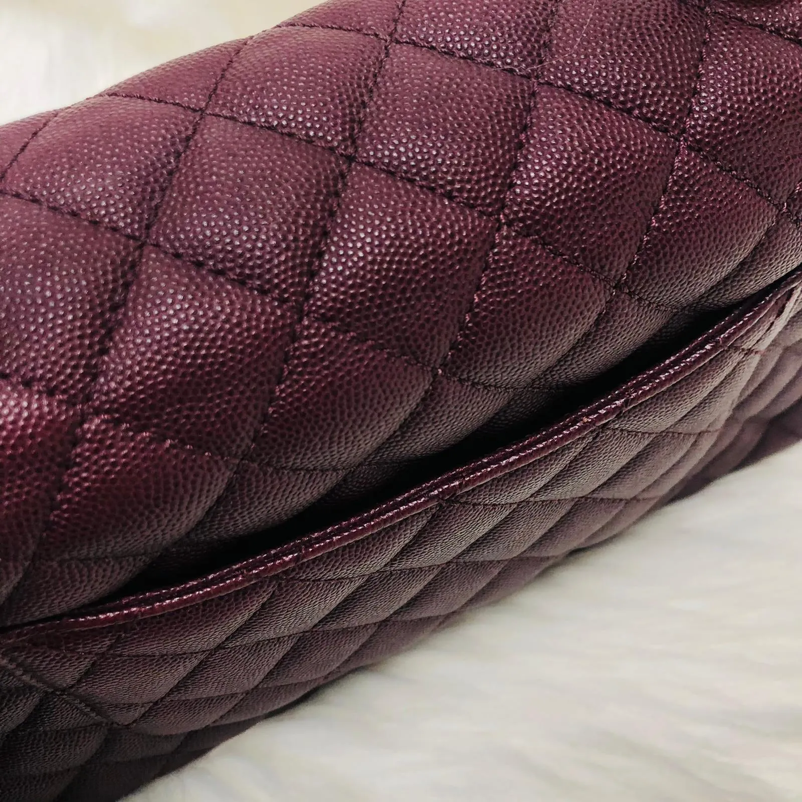 Burgundy Caviar Quilted Medium Coco Handle Flap