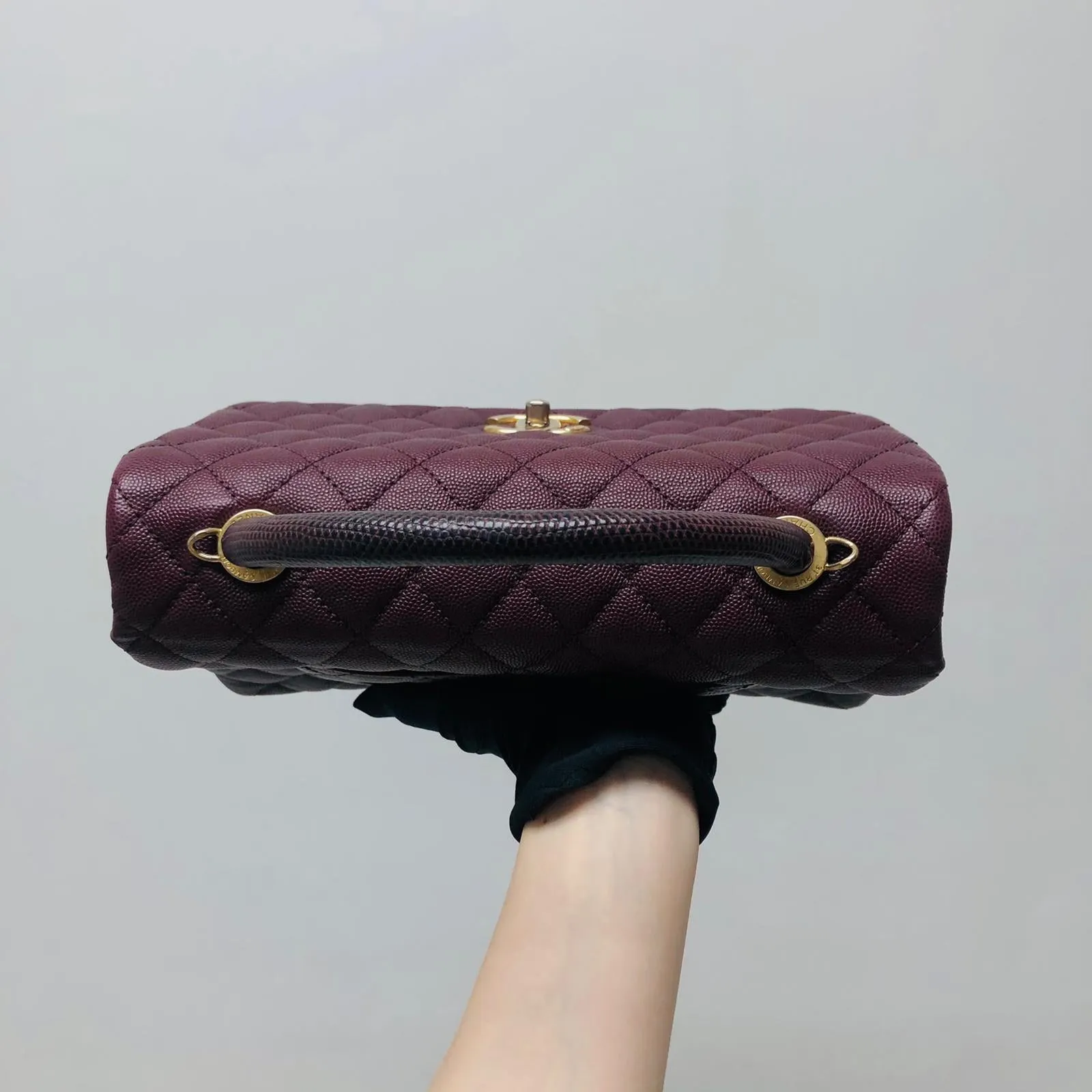 Burgundy Caviar Quilted Medium Coco Handle Flap