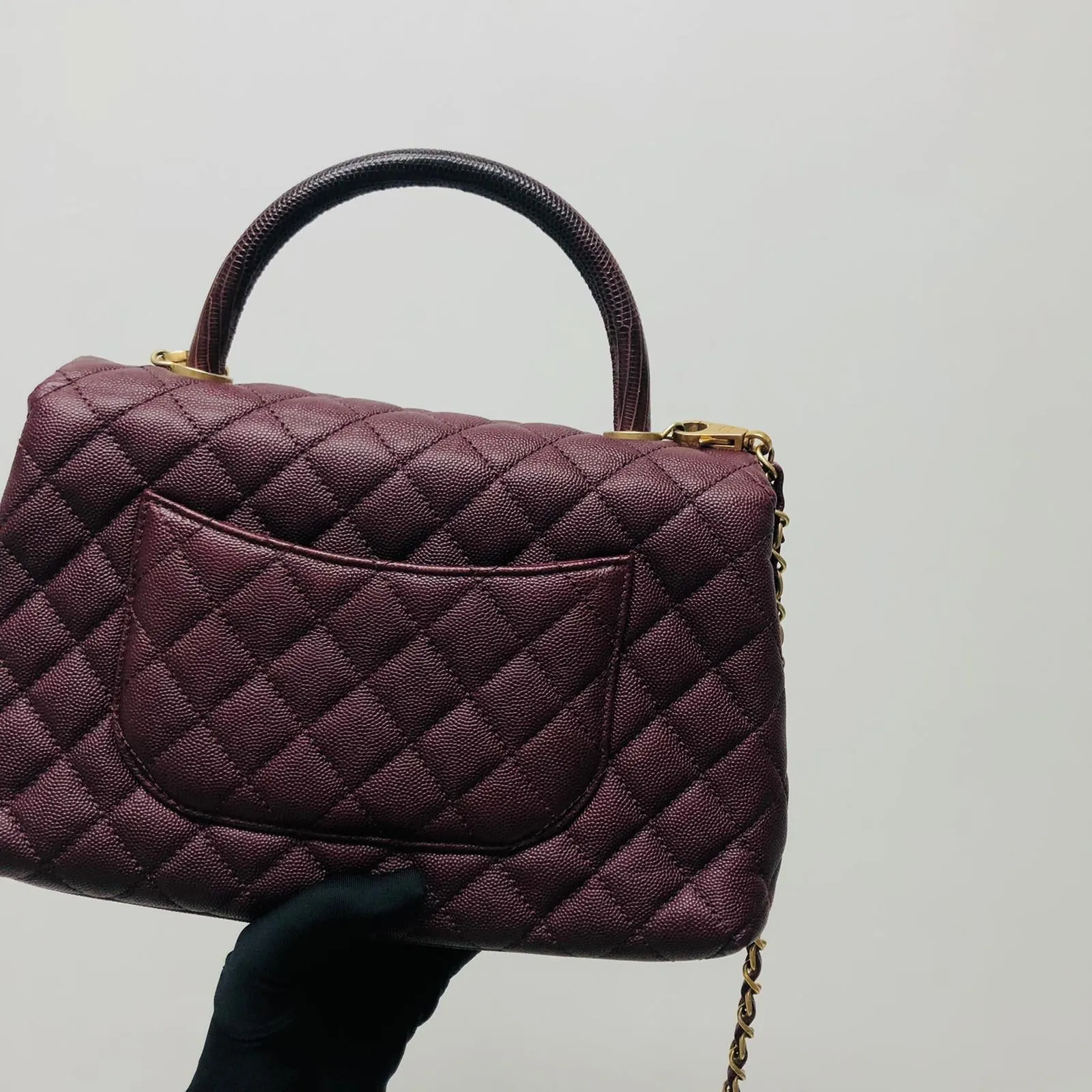 Burgundy Caviar Quilted Medium Coco Handle Flap