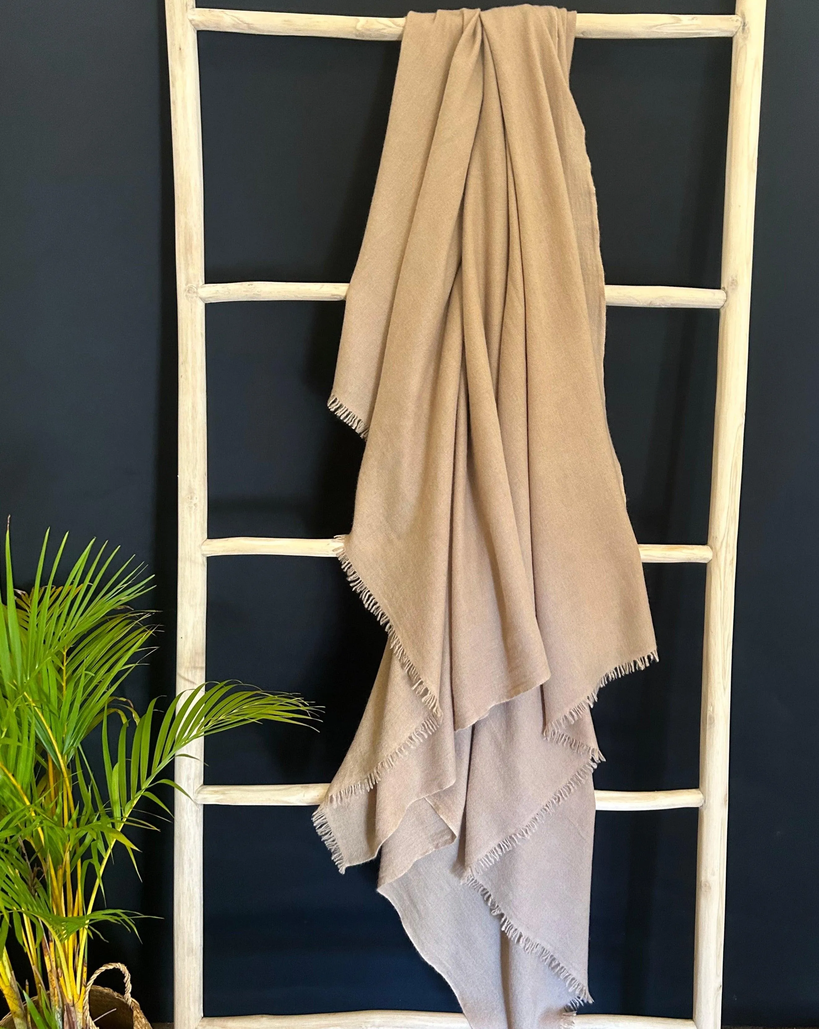 Cashmere Blanket Hand-loomed Tan