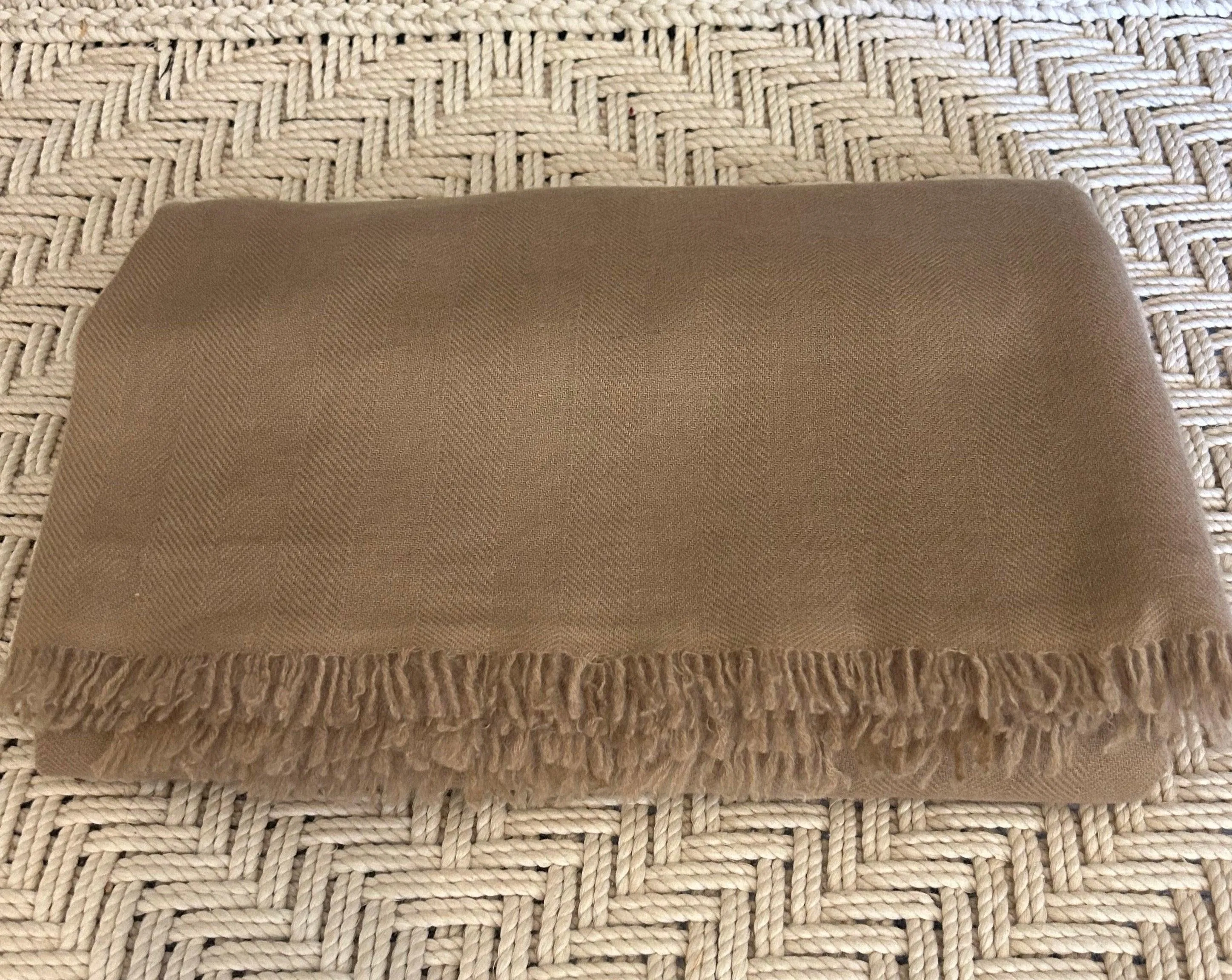 Cashmere Blanket Hand-loomed Tan