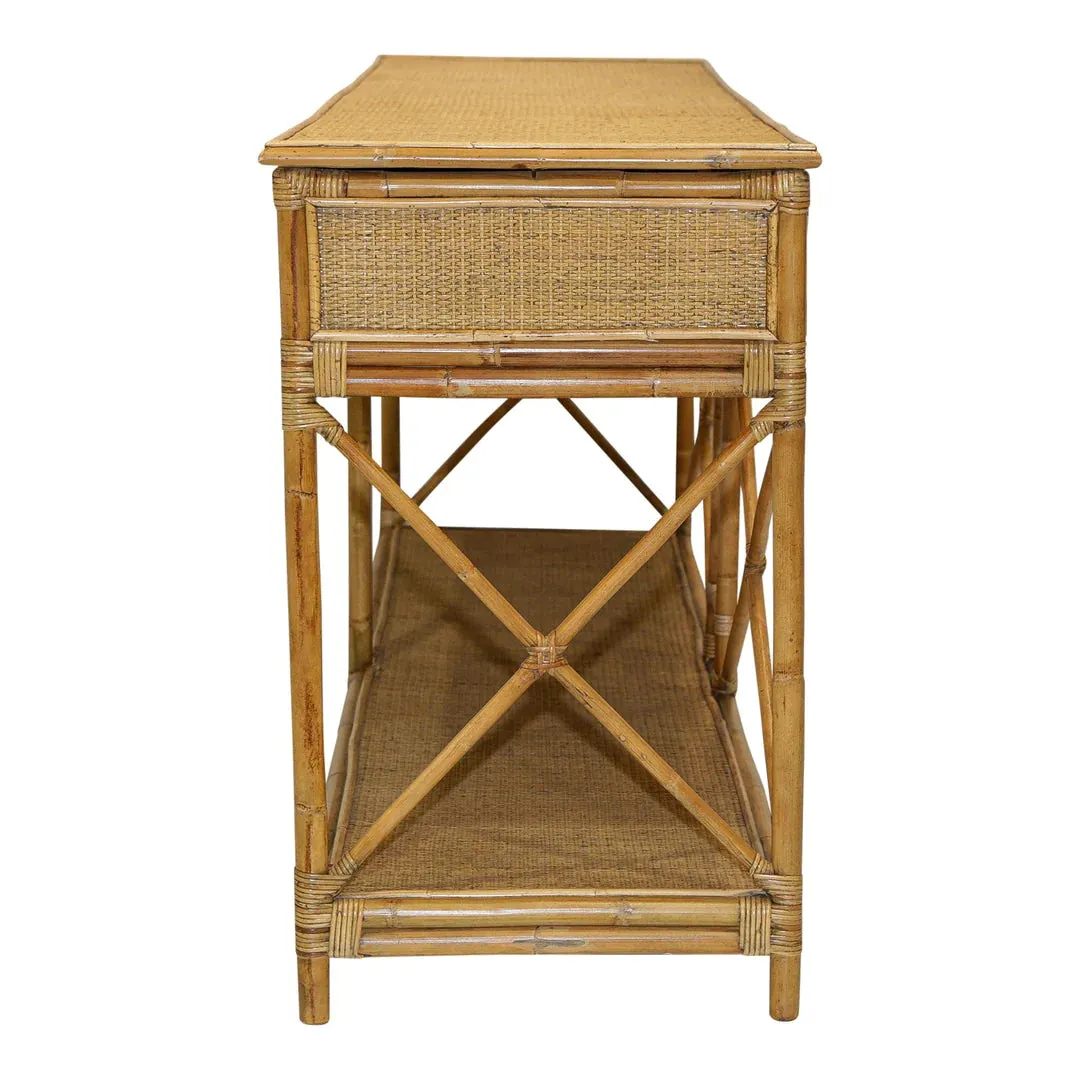 Cayman Large Rattan 2 Drawer Console