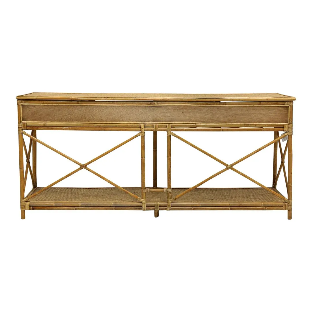 Cayman Large Rattan 2 Drawer Console