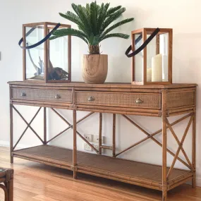 Cayman Large Rattan 2 Drawer Console