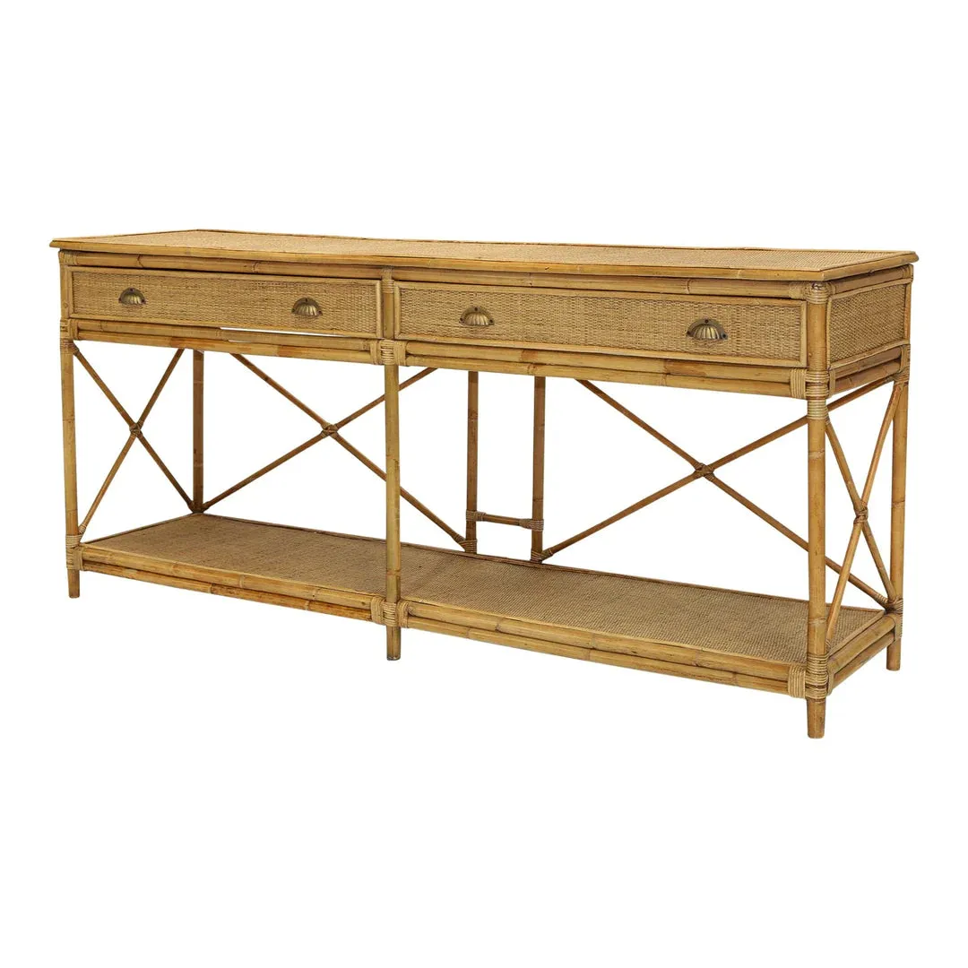 Cayman Large Rattan 2 Drawer Console