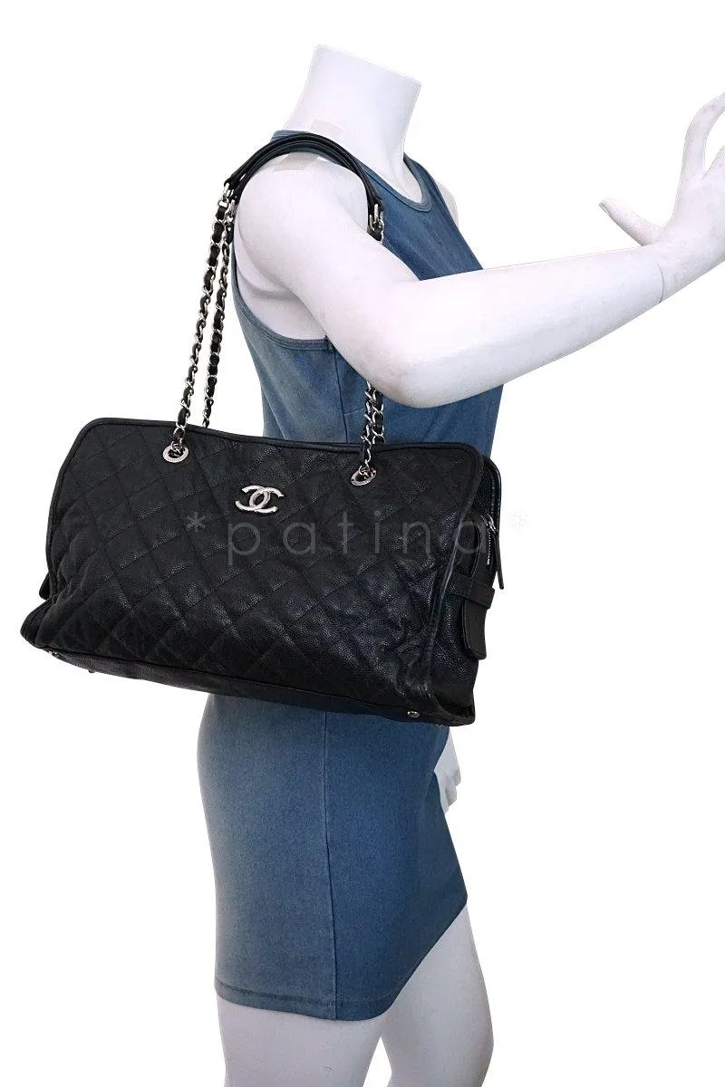 Chanel Black Caviar French Riviera Classic Shopper Tote GST Bag