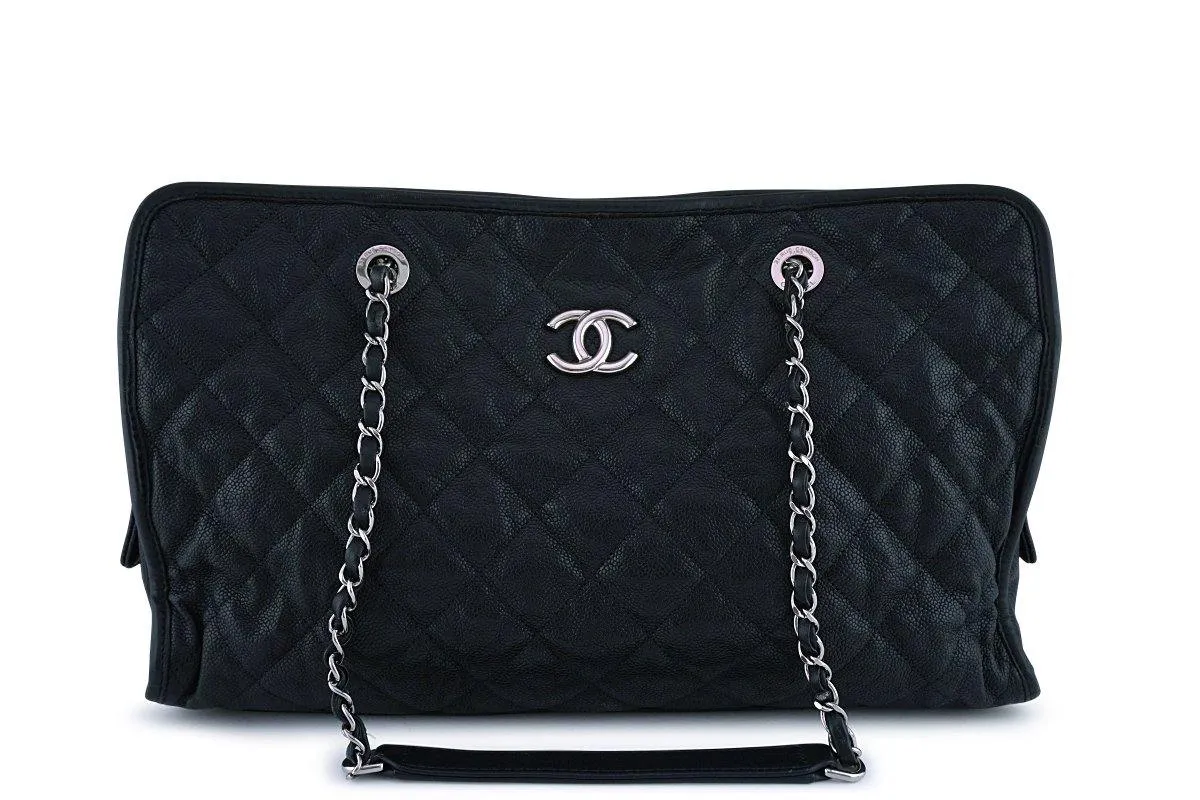 Chanel Black Caviar French Riviera Classic Shopper Tote GST Bag