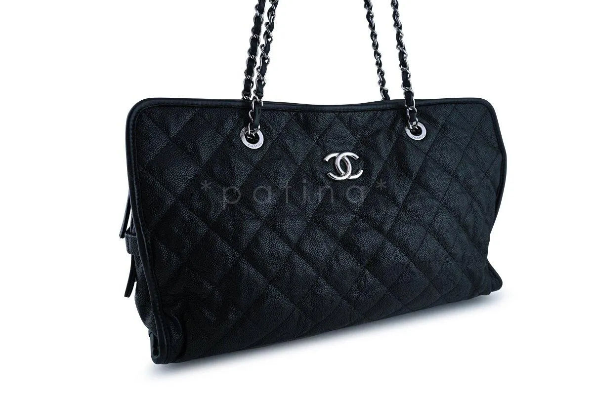 Chanel Black Caviar French Riviera Classic Shopper Tote GST Bag