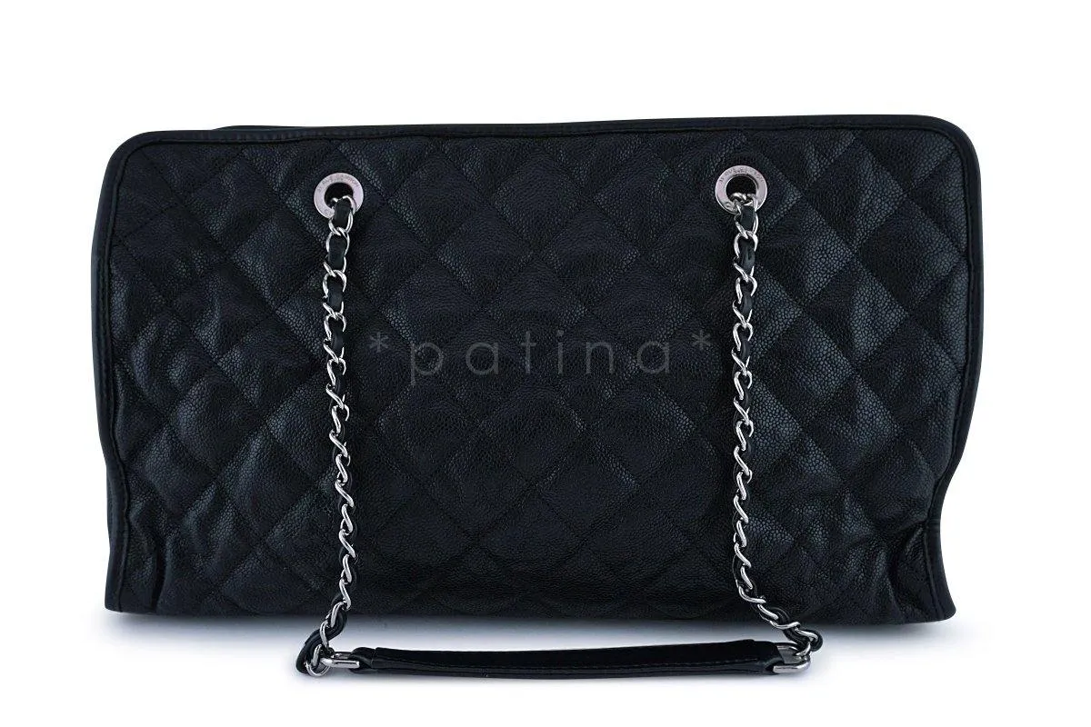 Chanel Black Caviar French Riviera Classic Shopper Tote GST Bag