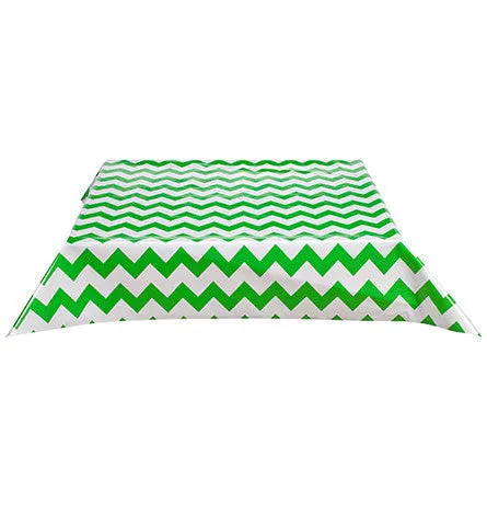 Chevron Green Oilcloth Tablecloth with Simple Hem