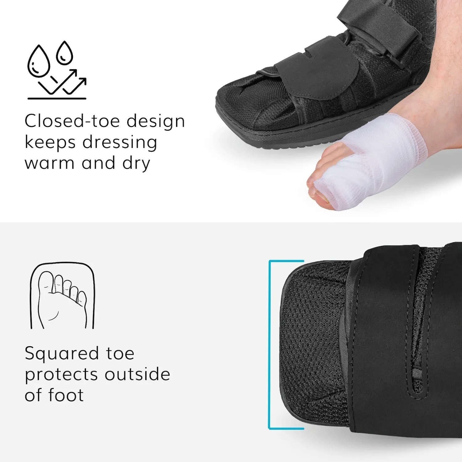 Closed Toe Medical Walking Shoe | Lightweight Foot Cast Brace for Metatarsal Stress Fractures, Post-Surgery, Broken Toe Recovery