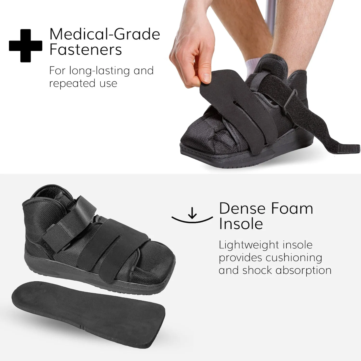 Closed Toe Medical Walking Shoe | Lightweight Foot Cast Brace for Metatarsal Stress Fractures, Post-Surgery, Broken Toe Recovery