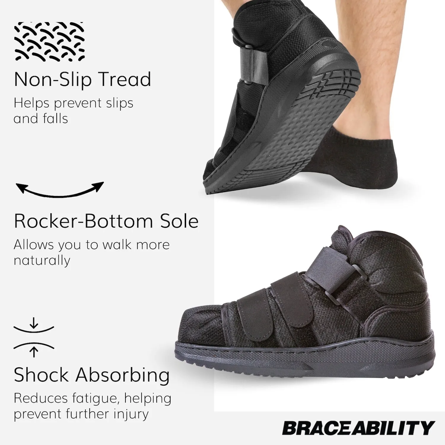 Closed Toe Medical Walking Shoe | Lightweight Foot Cast Brace for Metatarsal Stress Fractures, Post-Surgery, Broken Toe Recovery