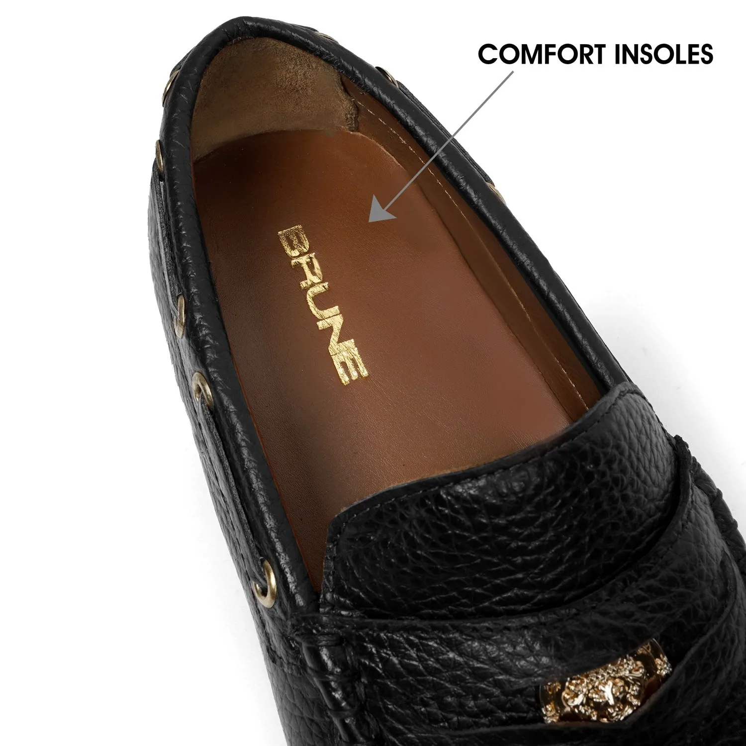 Coined Penny Nubs Driver Loafer in Black Textured