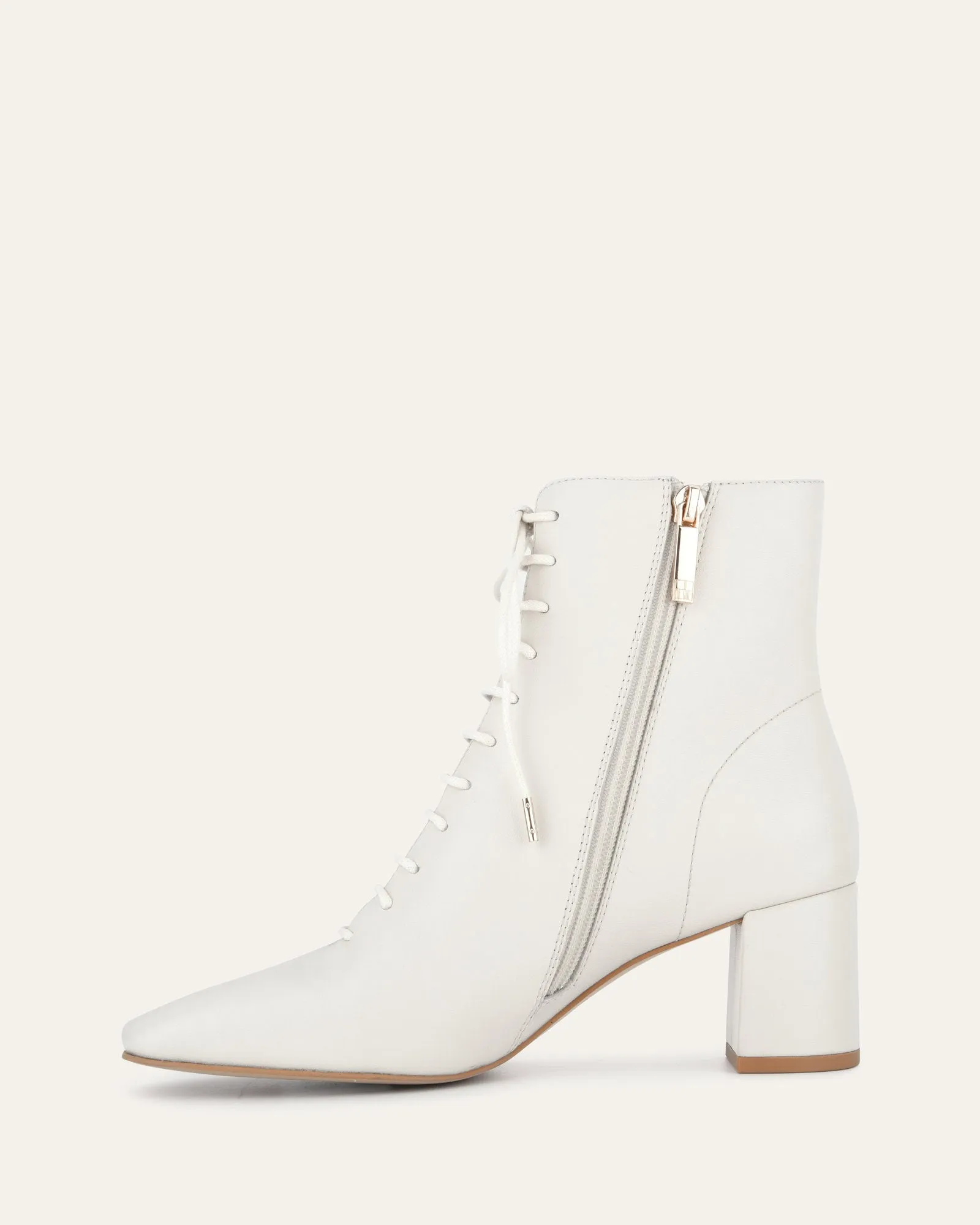 CORA MID ANKLE BOOTS OFF WHITE LEATHER