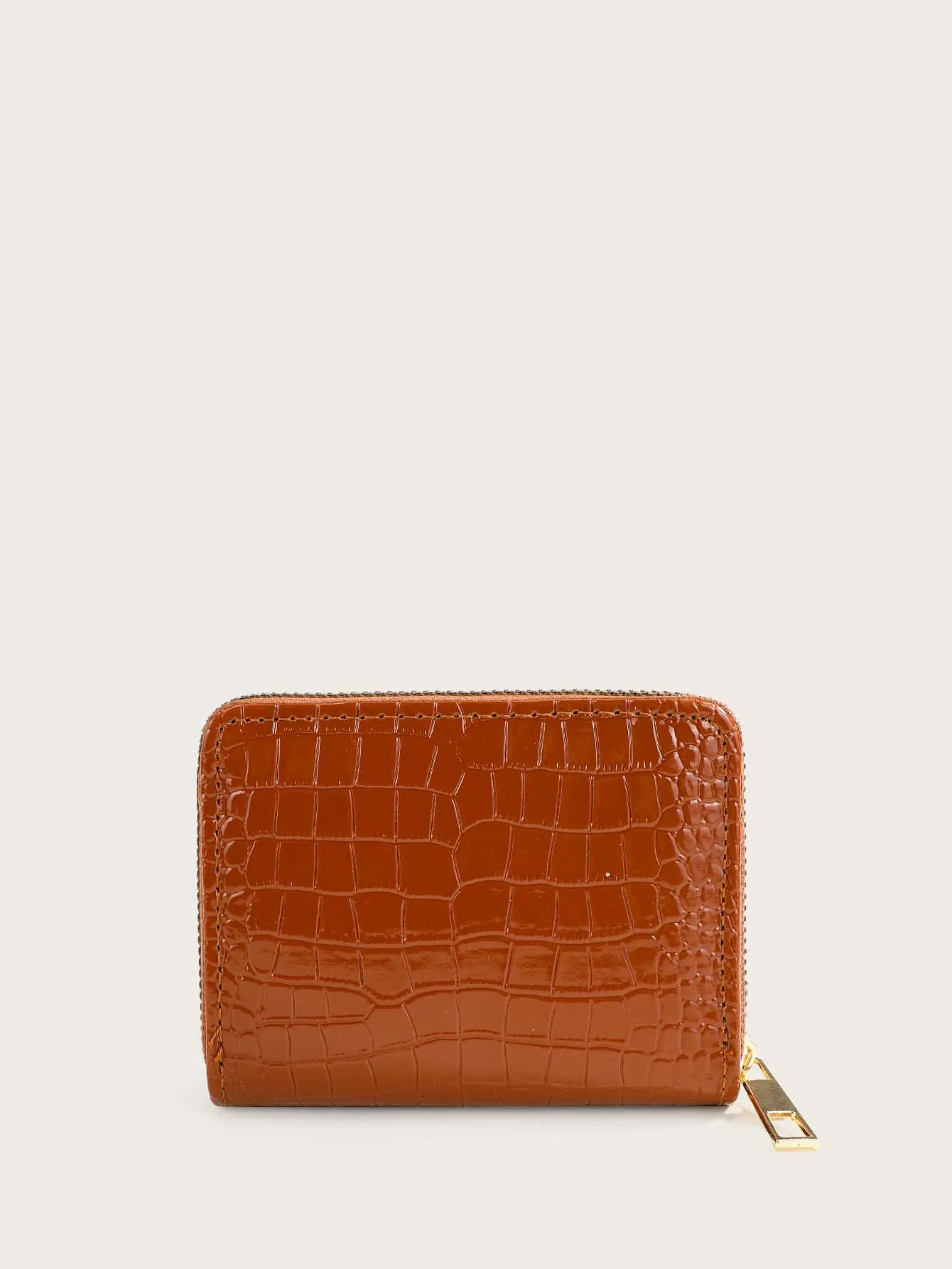 Croc Embossed Zip Around Card Holder