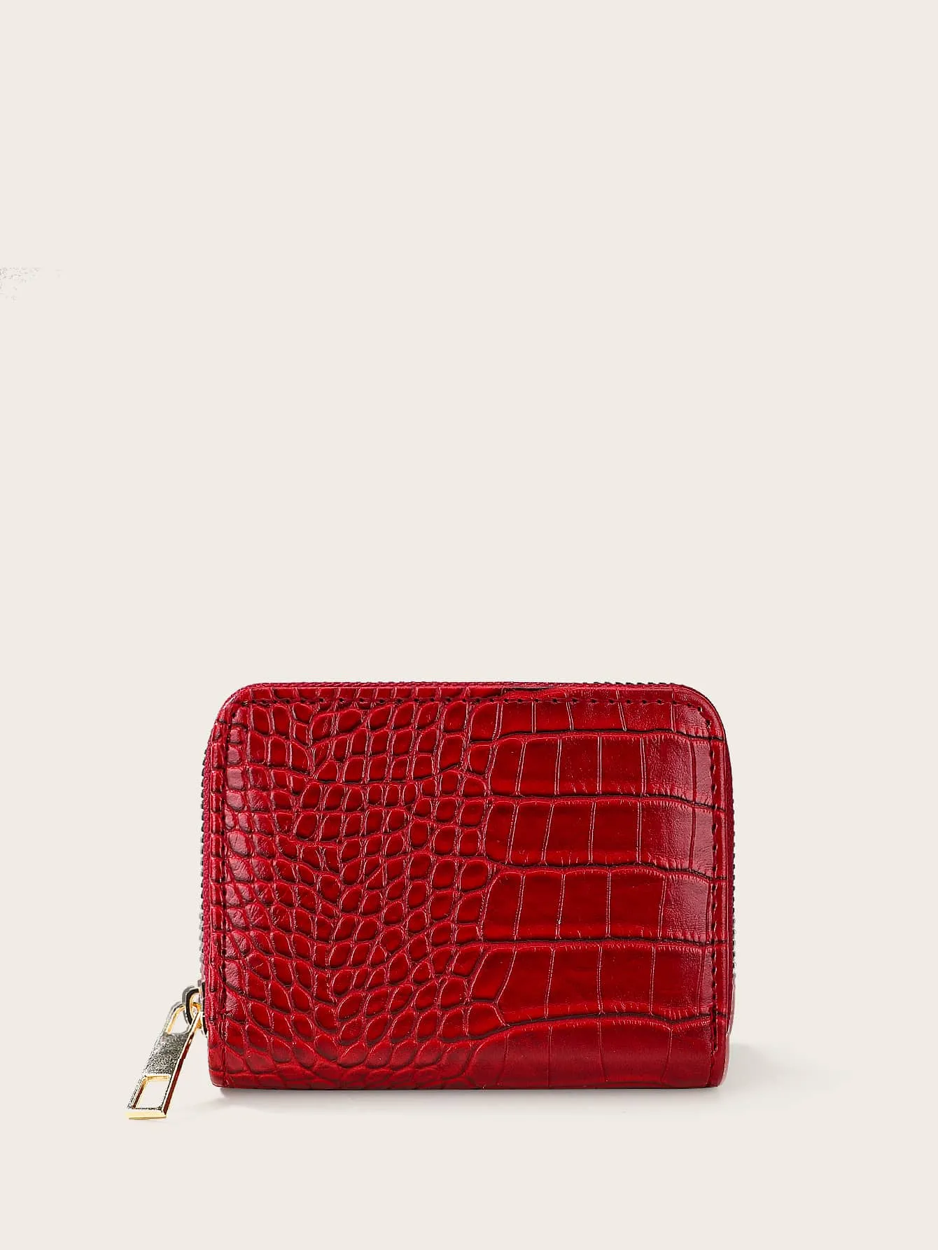 Croc Embossed Zip Around Card Holder