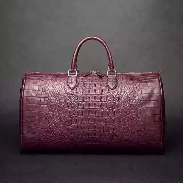 Crocodile Leather Large Travel Duffel Bag