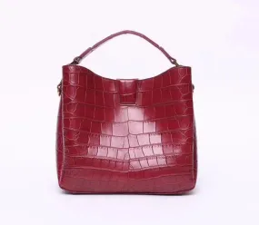 Crocodile Leather Medium Hobo Bag  & Purse For Women Red