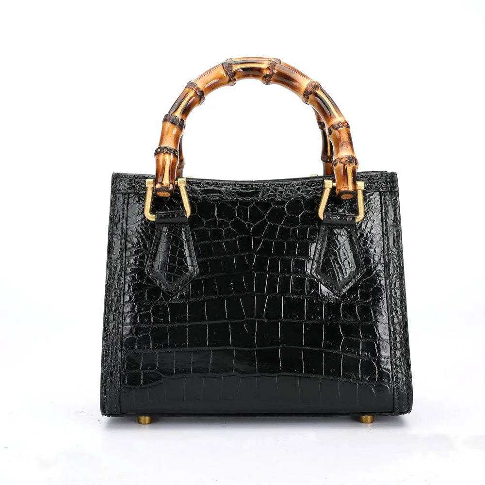 Crocodile Leather Nano Top Handle Cross Body Bag