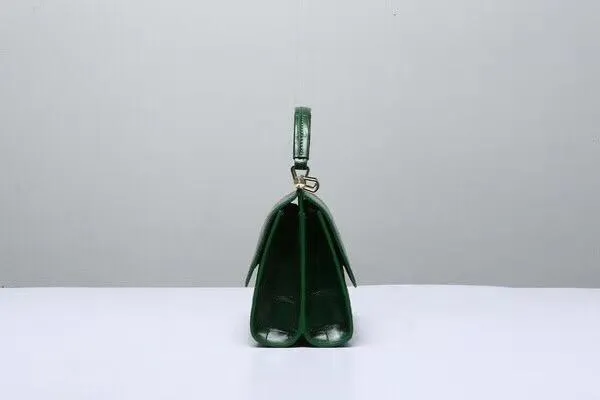 Crocodile Leather  Top Handle Bag  Dark Green