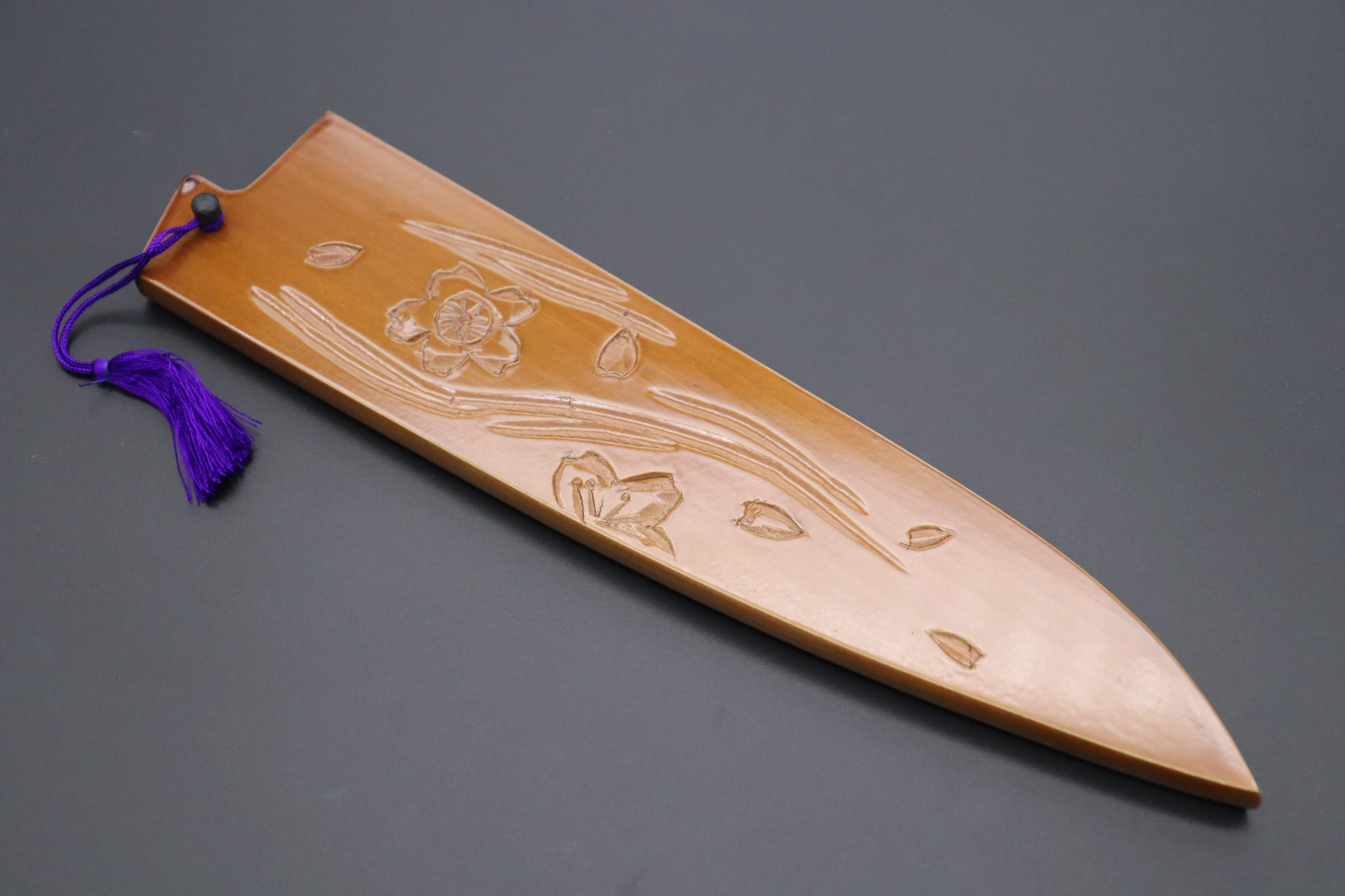 Custom Handmade Carved Wooden Saya for Gyuto 210mm (SAKURA, WS-210-12)