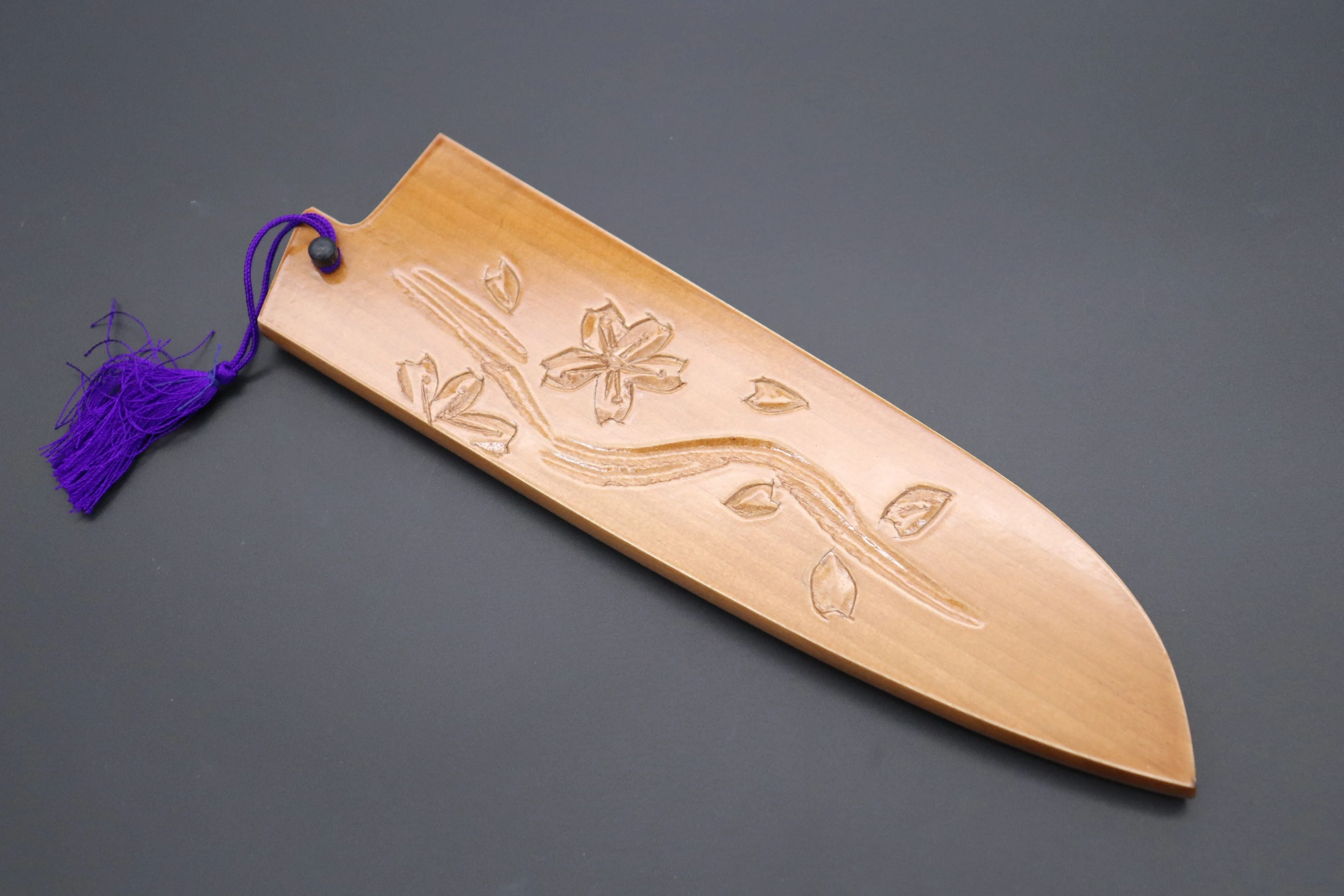 Custom Handmade Carved Wooden Saya for Santoku (SAKURA, WS-三徳-6)