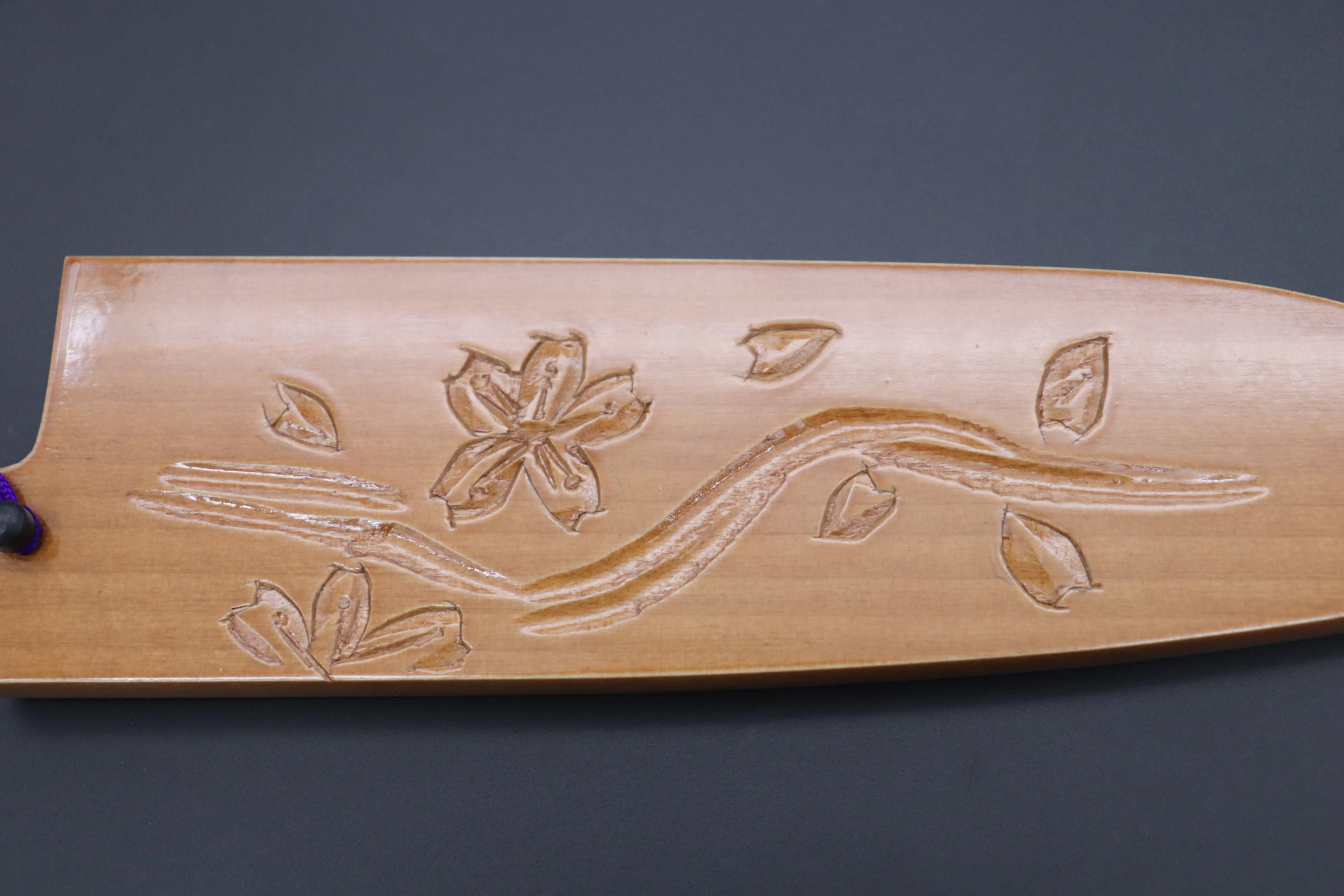 Custom Handmade Carved Wooden Saya for Santoku (SAKURA, WS-三徳-6)