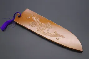 Custom Handmade Carved Wooden Saya for Santoku (SAKURA, WS-三徳-7)