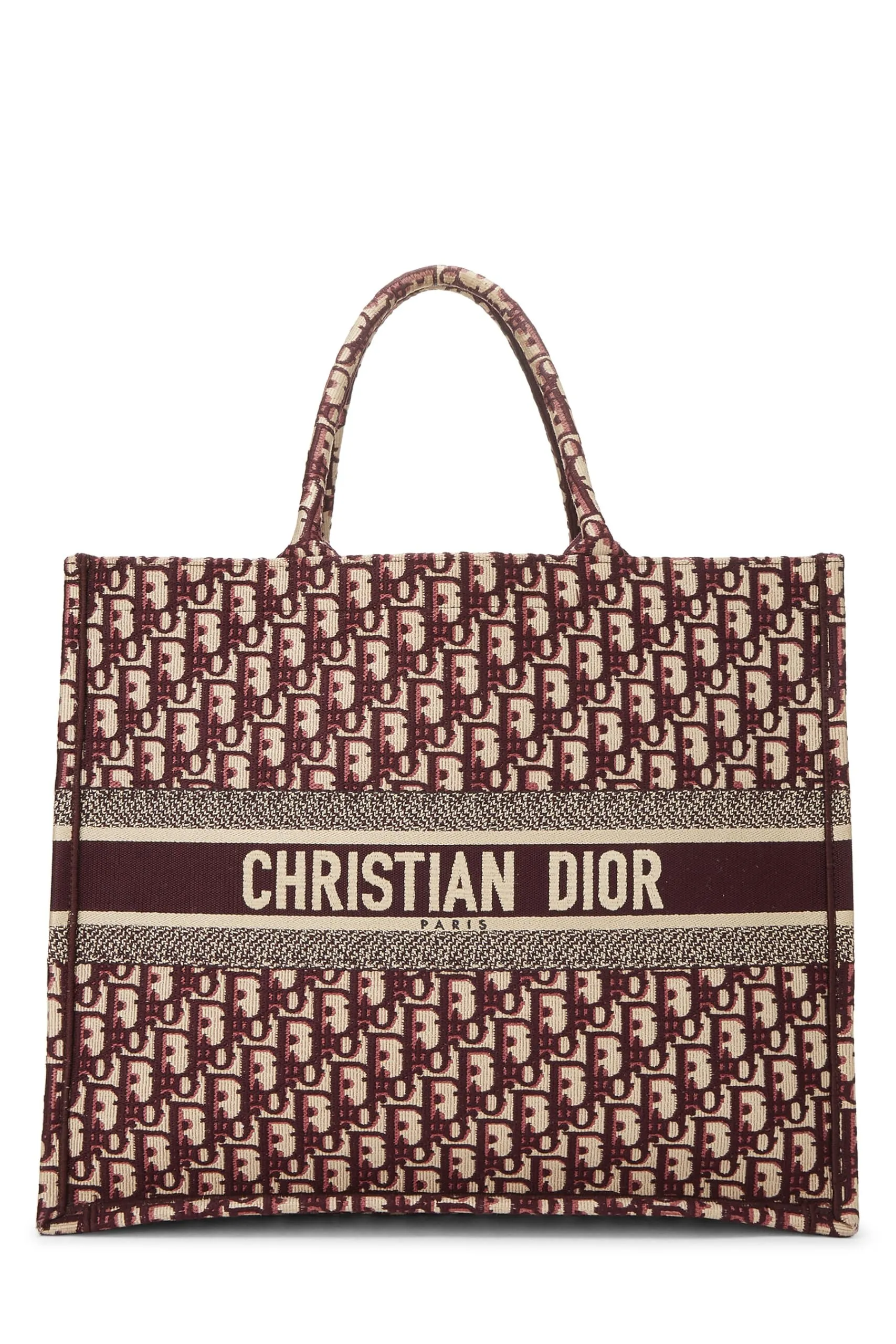 Dior,  Burgundy Trotter Canvas Book Tote Large, Burgundy