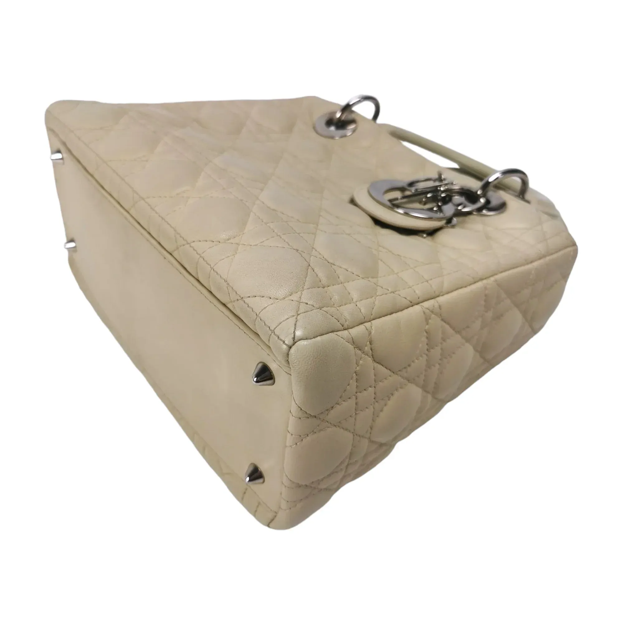 Dior Lady Dior Medium Beige Cannage Lambskin Gold