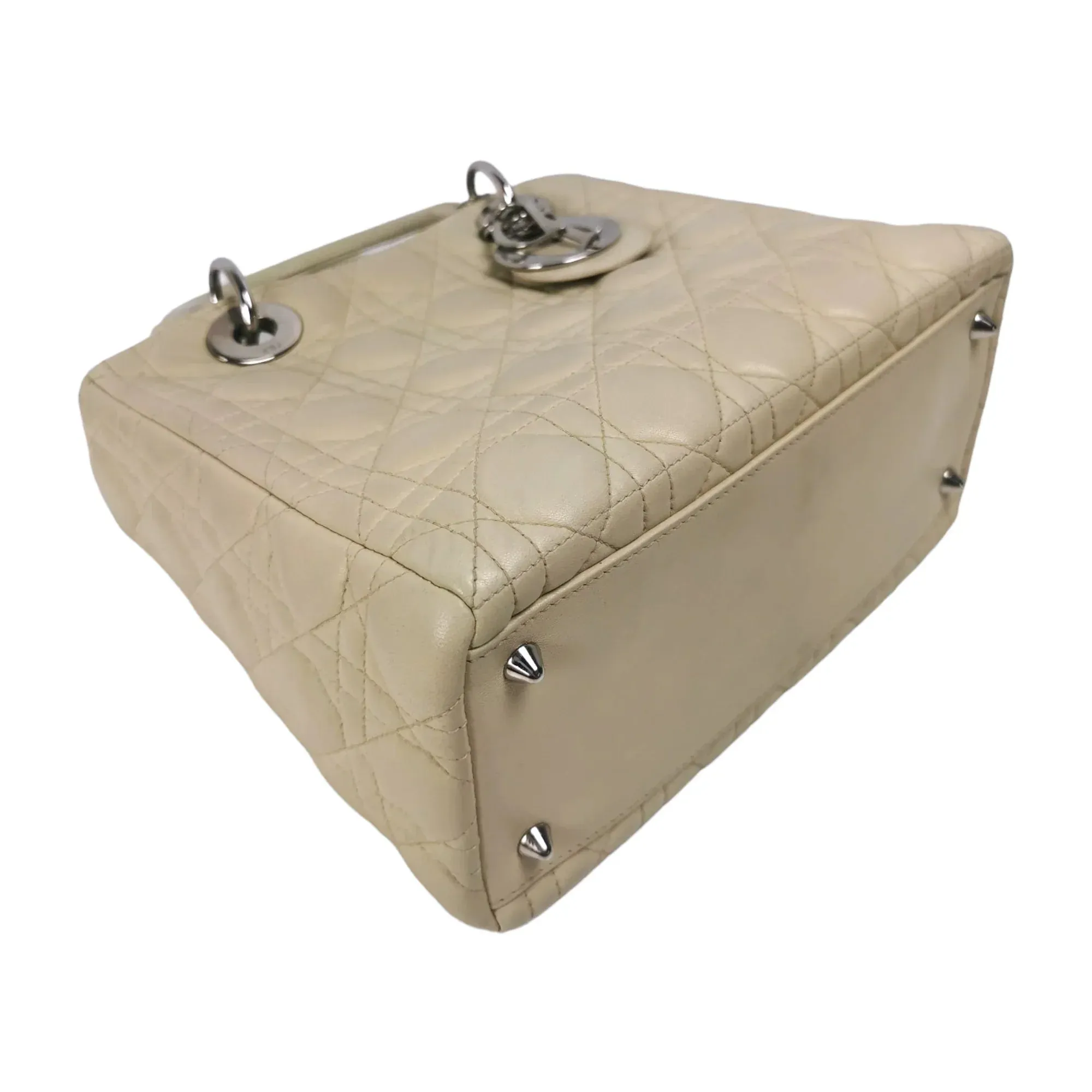 Dior Lady Dior Medium Beige Cannage Lambskin Gold