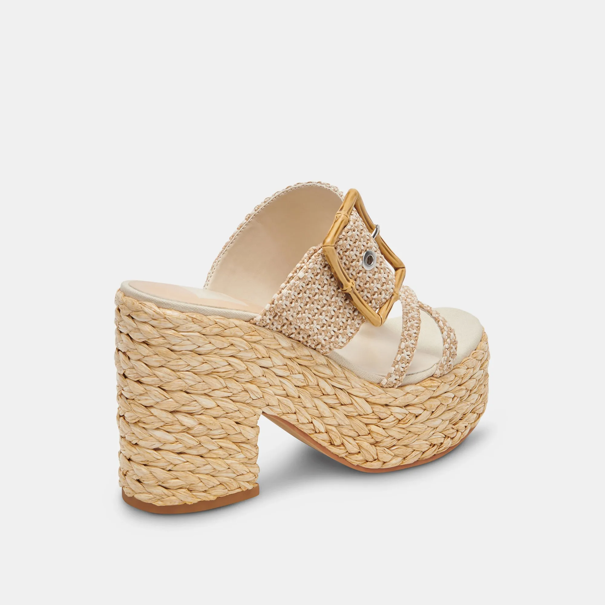 EDWINA HEELS WHITE NATURAL RAFFIA